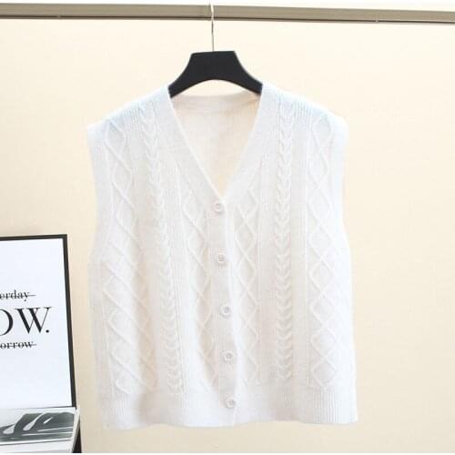 2021 Women Pullover Sweater Vest Female Autumn New Loose V-neck Waistcoat Knitted Vests Ladies Seelveless Knit Streetwear H691
