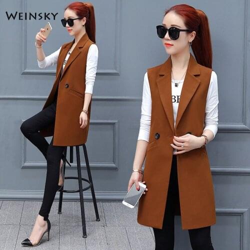 Women Tweed Vest Lady Spring And Autumn Long Vintage Style Sleeveless Suit Vest