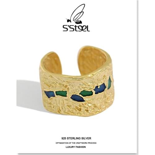 SSTEEL Minimalist Ring For Women 925 Sterling Silver Korean Irregular Gold Luxury Adjustable Statement Ring Bijoux Fine Jewelry