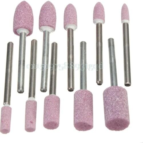 10Pcs 1/8 " Abrasive Polishing Mounted Stone Rotary Tool Grinding Wheel Red