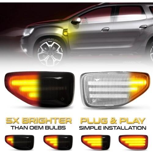 2Pcs LED Dynamic Side Marker Light Arrow Turn Signal Blinker Lamps For Dacia Duster Logan 2 MCV Sandero 2 Stepway MK2 2012-2020
