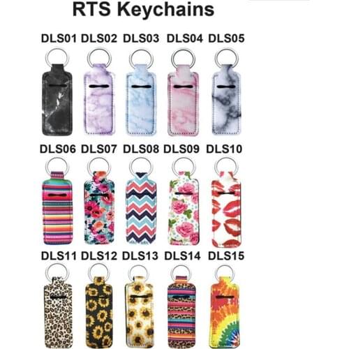 30pcs/lot Neoprene Chapstick Holders Lipstick Cases Cover Portable Balm Holders Marble Style Keychain Party Gifts