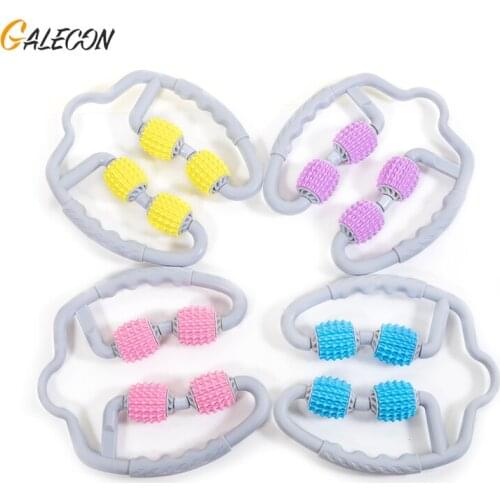 4-Wheel U Shaped Trigger Point Fitness Massage Roller For Woman Hand Clamped Muscle Relaxation Massager Gym Yoga Massage Tool