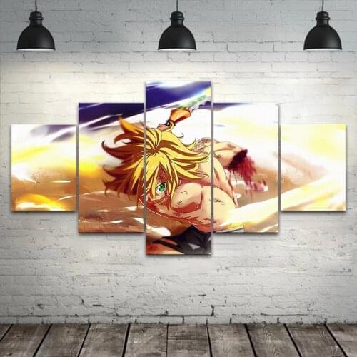 5 Pieces The Seven Deadly Sins Wall Art Fight Anime Painting Prints Poster Modular Canvas Pictures Living Room Home Decor