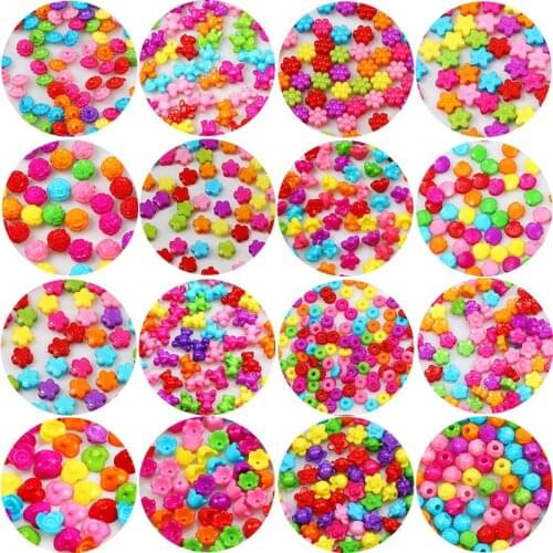 50pcs Mixed MultiColor Various Shape Acrylic Beads Loose Spacer Beads For Jewelry Making Handmade DIY Bracelet Necklace Supplies