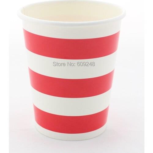 60pcs 90Z Christmas Wedding Birthday Red Striped Paper Cups Party Drinking Wholesale,3 Days Delivery on Orders over $100