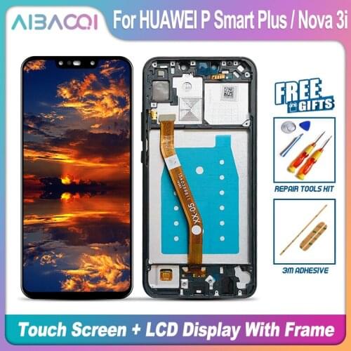 AiBaoQi Brand New Touch Screen LCD Display+Frame+Power Cable Assembly Replacement For HUAWEI P Smart Plus/Nova 3i STK-LX1