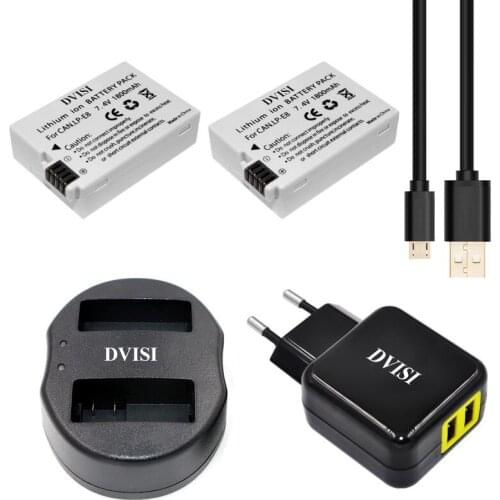 2pcs/lot 1800mAh LP-E8 LP E8 Rechargeable Battery+USB Dual Charger for Canon EOS 550D 650D 700D Rebel T2i T5i Kiss X4 X6i
