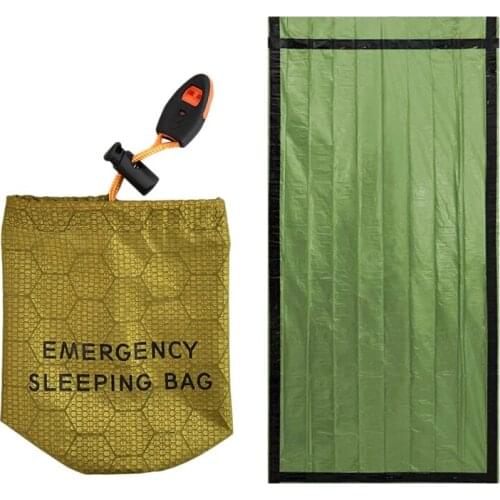 Emergency Sleeping Bag Bivy Sack With Whistle Outdoor Survival Sleeping Bag Thermal Blanket For Camping Backpacking