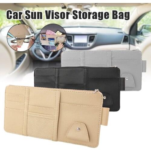 Car Sun Visor Storage Bag Multi-Function Car Storage Bag Card Holder Glasses Holder Mobile Phone Box Car ID Bag Storage