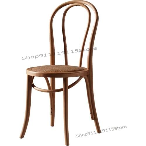 Net Red American Retro Dining Chair Nordic Simple Solid Wood Study Chair Designer Chair Back Rattan Chair
