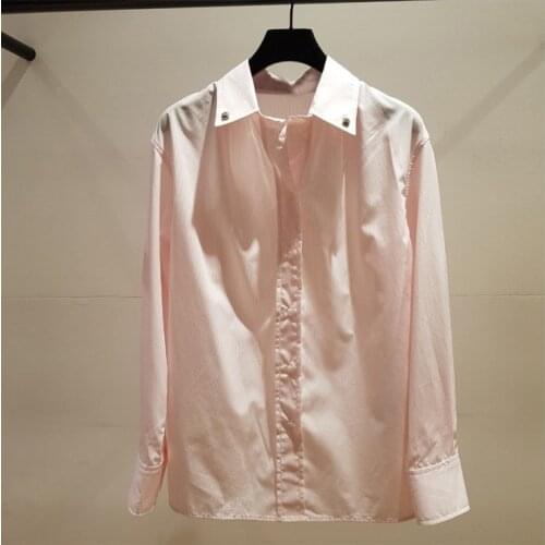 Patads French minority autumn and winter commuter square collar metal button decorative single breasted shirt cm00020