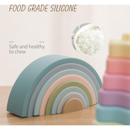 1Set Eight grid Food Grade Silicone Rainbow Jenga BPA Free Baby Toys Montesori Toys Early Childhood Education Puzzle Toys Gifts
