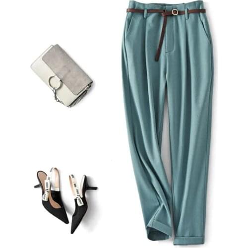 Drape high-waist commuter OL nine-point pants casual all-match autumn 2021 new fashion design sense professional pants women