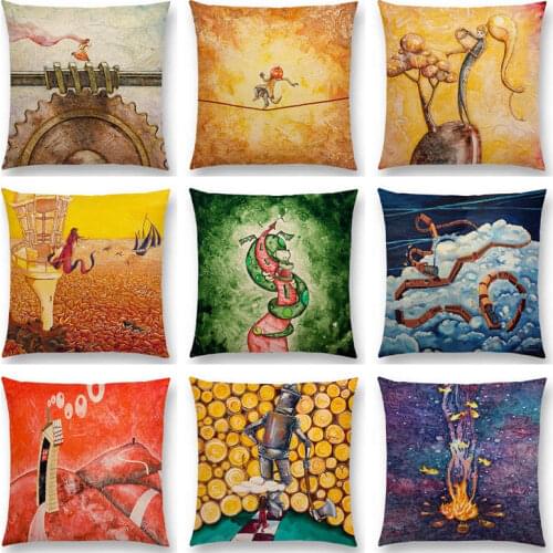Fantasy Art Oil Painting Fable Story Magical Imagination World Fairy Tale Colourful Cushion Cover Decor Sofa Throw Pillow Case