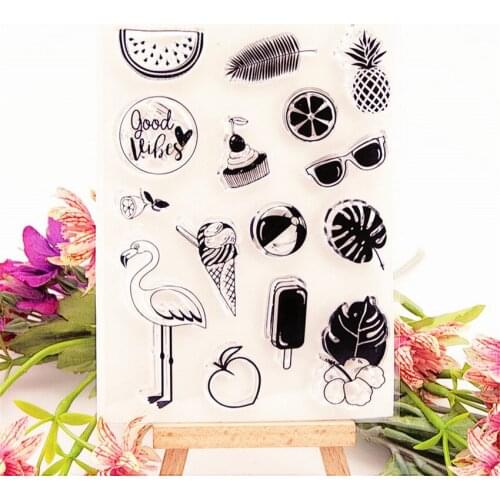 Flamingo picnic 10.5x14.5cm Transparent Clear Stamps Silicone Seals Roller Stamp DIY scrapbooking photo album/Card gift Making