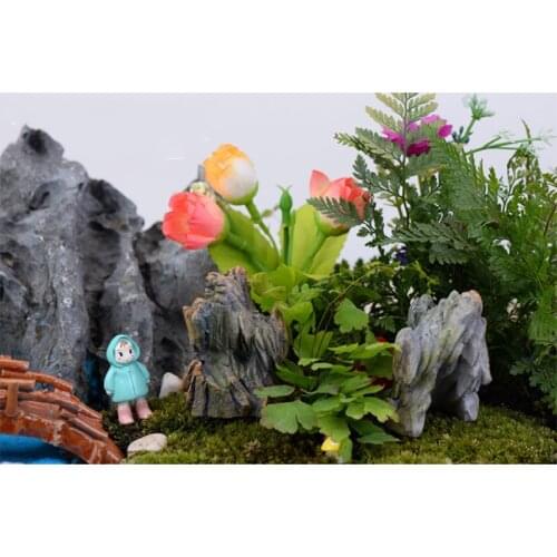 Stone Hill figures decorative mountain mini fairy garden animals statue miniature figurine Moss micro landscape ornaments resin