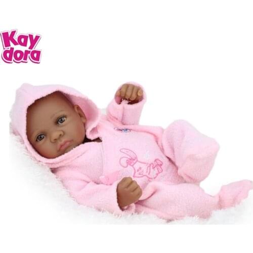 KAYDORA 10 Inch 25cm Vinyl Reborn Girl Baby Dolls Alive Lifelike Mini Real Dolls Black African Kids Reborn Babies Kids Gift