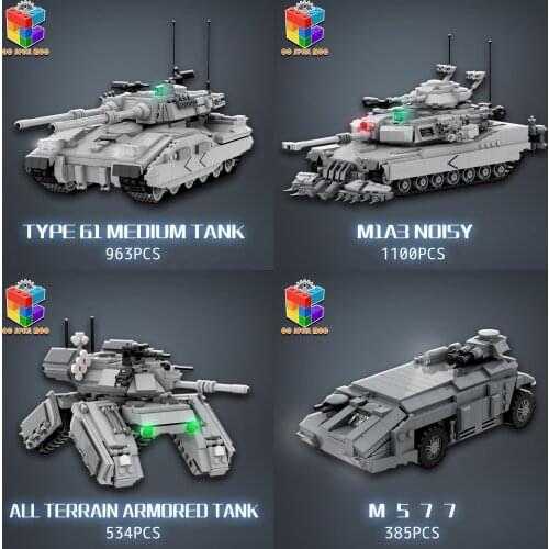 MOC Mech Battle Tank Building Blocks Model with Soldier Bricks Military Gundam Army Chariot Technical Toys For Children