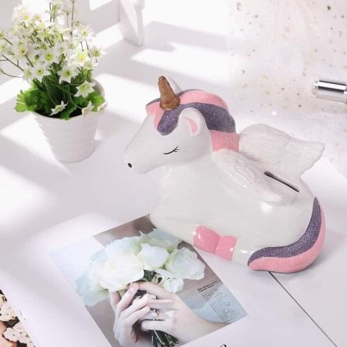 Unicorn Piggy Bank for Girls,Ceramic Kid’s Money Bank Novelty Coin Banks Best Christmas Birthday New Term Great Home Decoration