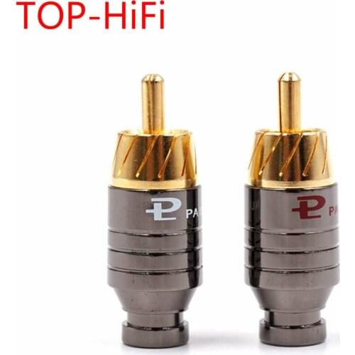 TOP-HiFi 4pcs/Lot Copper RCA Plug Gold Plated Audio Video Adapter Connector Audio Video RCA Plug RCA Socket