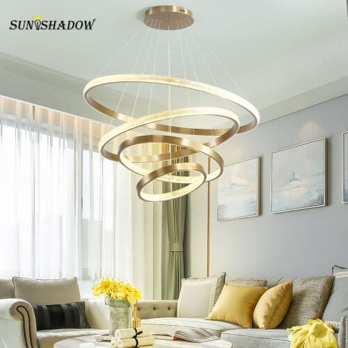 Minimalist Modern Led Chandelier Home Lamp 110v 220v Circle Rings Chandelier Lighting for Foyer Living room Bedroom Dining room