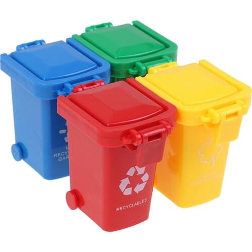 Simulation 1:12 Dollhouse Mini Trash Can Toy Garbage Truck Cans Curbside Vehicle Bin Toys Kid Simulation Furniture Toy Gift
