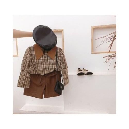 Fashipn New Baby Girl Shirt 2020 Autumn New Toddler Girl Plaid Shirt Kids Turn Down Collar Korean Blouse Baby Long Sleeve Tees