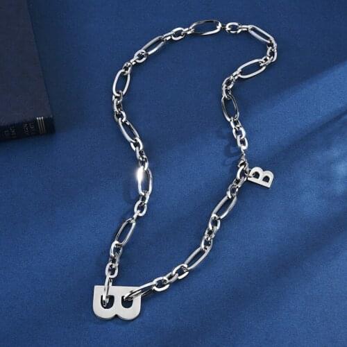 Fashion Dainty Initial B Necklace Silver Color Letter Name Choker Necklace For Women Pendant Jewelry Gift