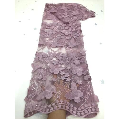 Milk Silk 3D Lace African Tulle Lace Fabric High Quality 2021 Sequins Nigerian Voile Lace Fabric For Wedding Dress Party HXZ4986