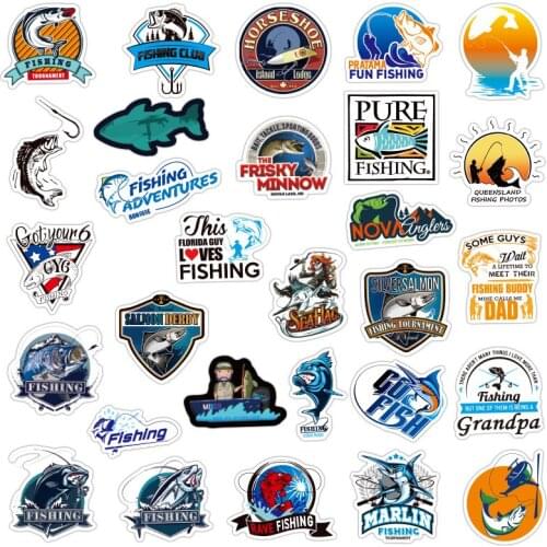 50pcs Go Fishing Stickers Club Graffiti Cartoon Anime Helmet DIY Laptop Bicycle Guitars Skateboards Waterproof Decorative Decals