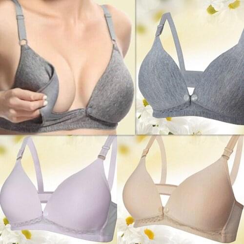 Pregnant Women Underwear Soild Color During Pregnancy Thin Breastfeeding Underwear No Rims Front Button Nursing Bra