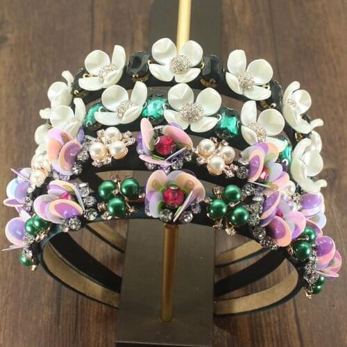 New Korean Fashion Hair Band Accessories Shiny Clear Full Crystal Flower Green Hairband Rhinestone Headbands For Women Party