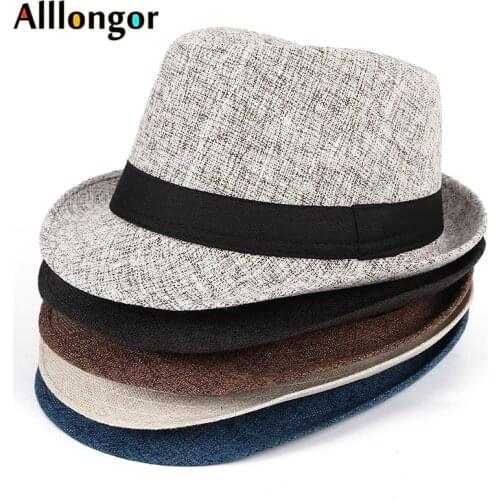 New Autumn 2020 Short Sleeve Fedora Hat For Men British style gentleman Black Jazz Cap Women chapeu Panama fedoras