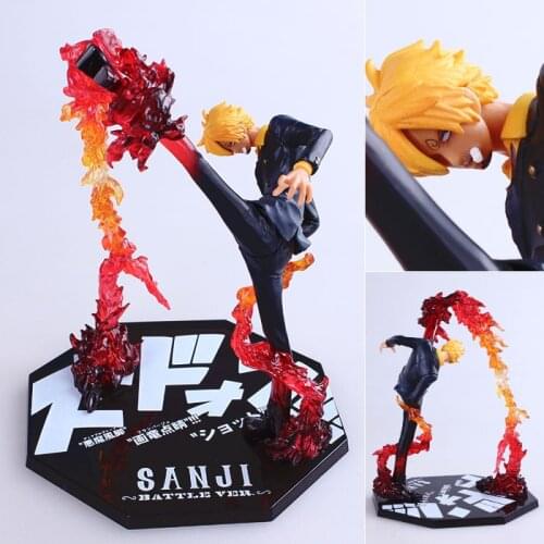 One Piece zero Fire Battle Sanji Action Figure OP Luffy Crew Figurines Statue Model 17cm T30