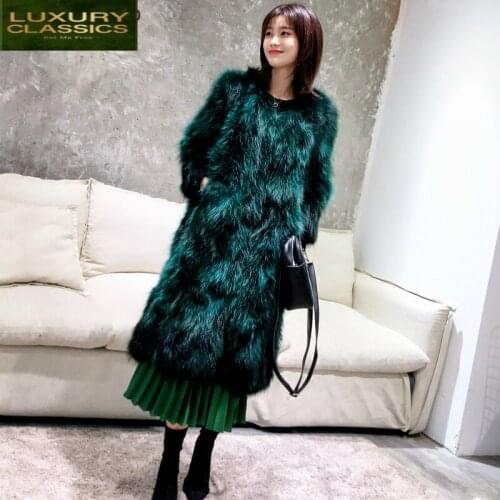 Coat Natural Fox Fur Female Long Winter Warm Parka Genuine Real Fur Jackets Women Slim Outwear Luxury Jacket Coat LWL1174