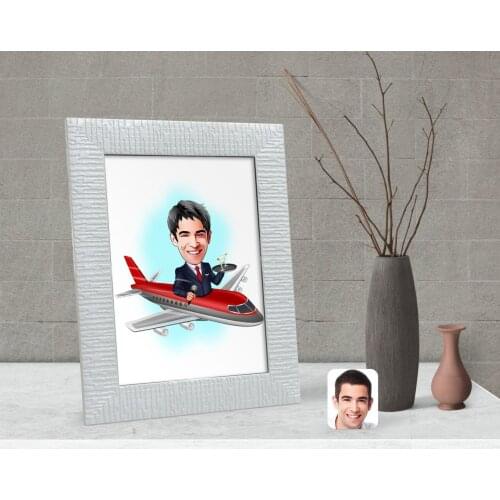 Personalized Men 'S Flight Attendant Caricature Of Decorative Çerçeve-1
