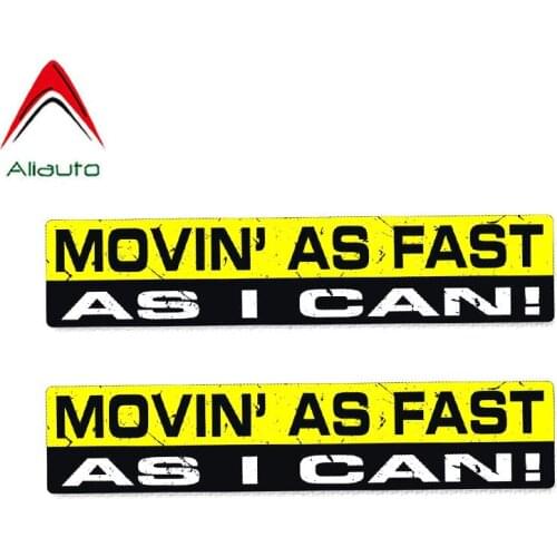 Aliauto 2 X Warning Car Stickers Moving As Fast As I Can Body Accessories PVC Decal for Renault Duster Peugeot 207,15cm*3cm