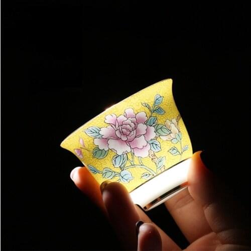 Hand-painted Jingdezhen Pastel Technology Traditional Ceramic Porcelain Tea Cup Tea Set Office Water Cup Wedding Gift Tea Bowl