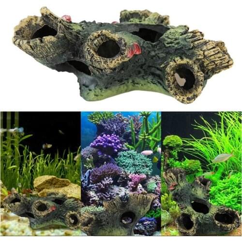 Fish Play Tree Resin Mountain Ecological Aquarium Decoration Shrimp Hole Cave Decor For Fish Tank Ornament Decor Landscaping