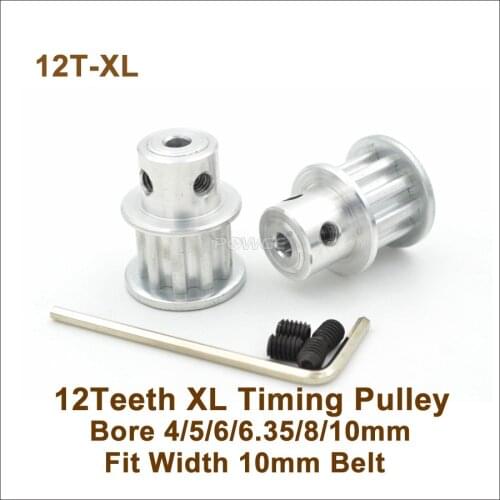 POWGE 12 Teeth XL Synchronous Pulley Bore 4-10mm Fit Width 10mm XL Timing Belt 12T 12Teeth XL Timing Belt Pulley Machine 12-XL