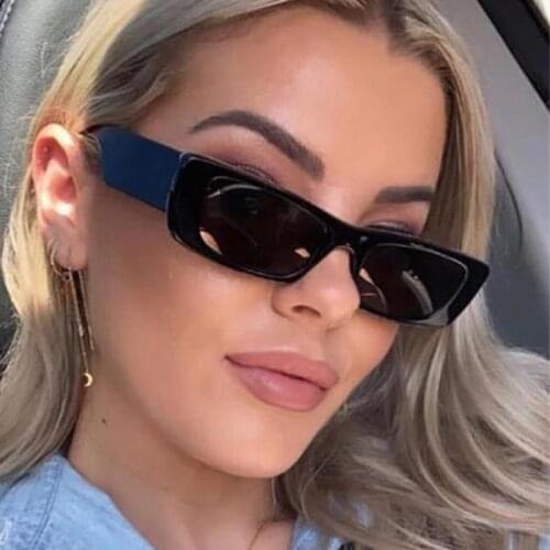 Vintage Glasses 2021 Black Rectangle Small Sunglasses Women Luxury Brand Fashionable Hip Hop Sunglasses For Men oculos de sol