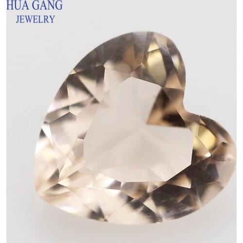 Champagne Heart Shape Loose Glass Beads Synthetic Gems For Jewelry Size 3x3~12x12mm Free Shipping