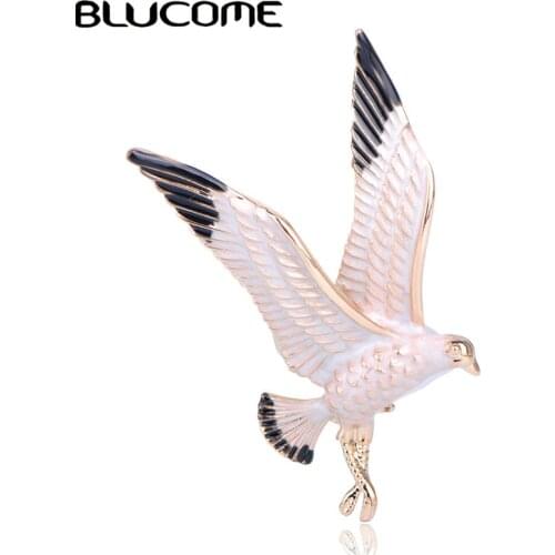Blucome Vivid Eagle Shape Brooches Enamel Animal Lapel Pin Jewelry For Women Boys Sweater Hats Corsage Scarf Clip Ornaments Gift