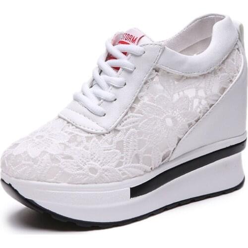 2021 Spring And Summer Women Platform Casual Shoes Women Mesh Breathable Net Yarn White Shoes Platform Single