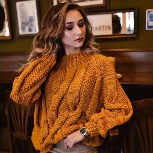 Autumn and Winter Knitted Pullover Women Round Neck Warm Sweater Casual Loose Long-sleeved Sweater Fashion Sweater Oversize