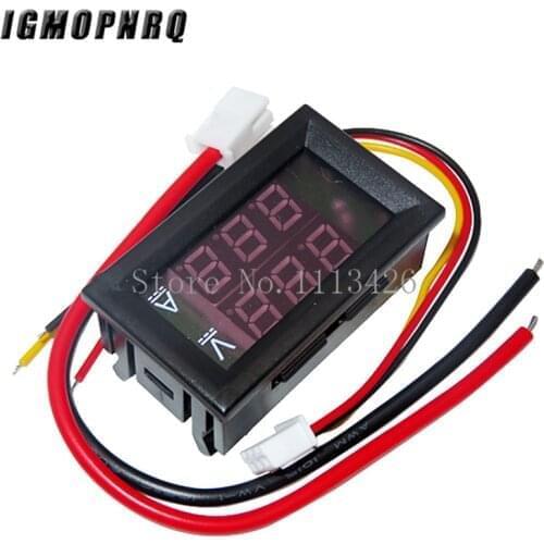 10PCS DC 0-100V 10A Digital Voltmeter Ammeter Dual Display Voltage Detector Current Meter Panel Amp Volt Gauge 0.28" Red Blue