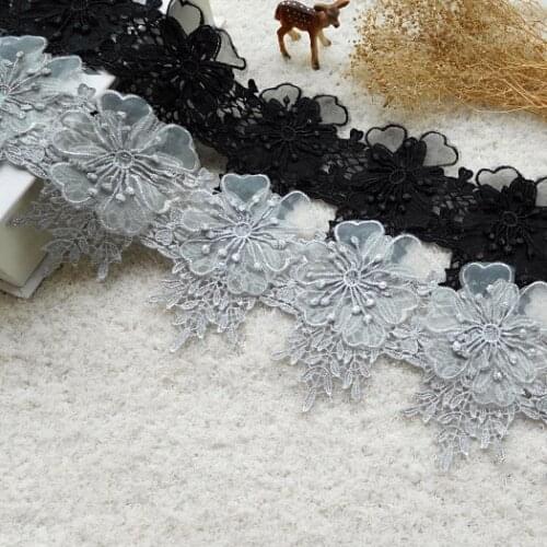 11.5cm 4.52" wide-2yards DIY Lace Accessories 3D Metallic Embroidered Lace Trim
