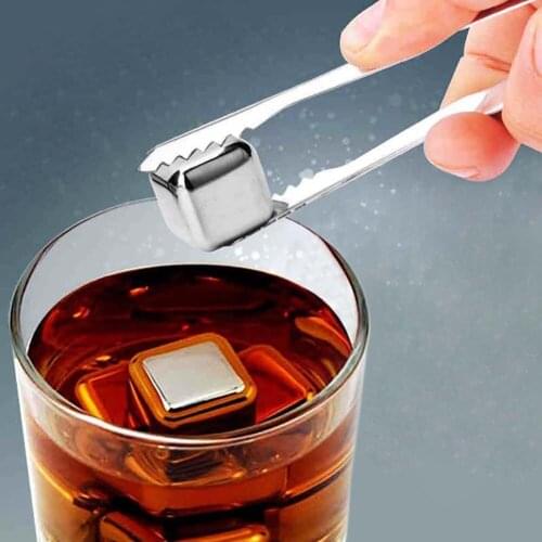 200pcs/lot Quality 1x1x1inch Stainless Steel Whiskey Stones Ice Cubes Soapstone Chillers Stone Drink Party Gift Cool