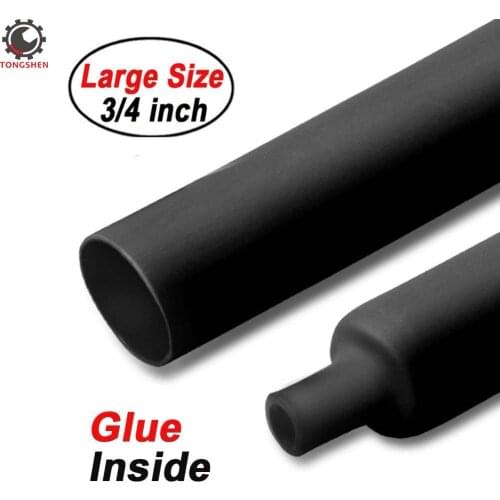 3/4 Inch 3:1 Dual Wall Adhesive Heat Shrink Tubing Large Diameter Glue Lined Marine Cable Sleeve Tube Wire Wrap Protector forDIY